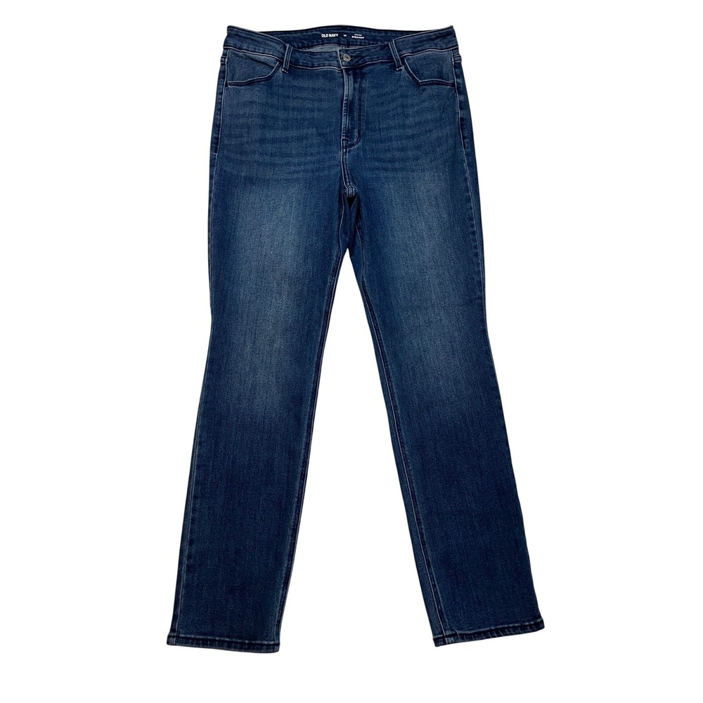 Old Navy Jeans Womens 14 Blue High Rise Straight Stretch Denim Pants 6830